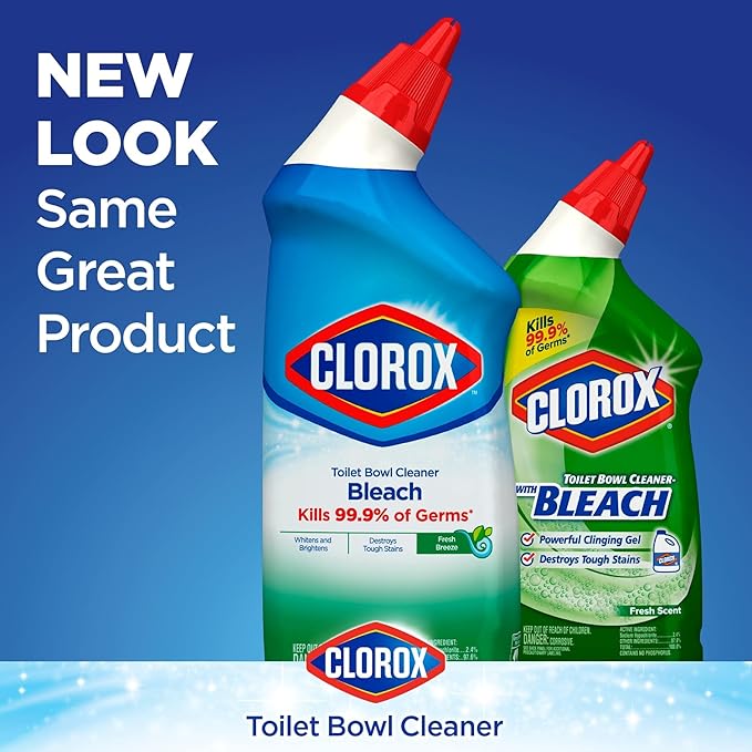 Clorox Toilet Bowl Liquid Disinfecting Cleaner with Clinging Bleach Gel, Remove Mildew and Mold, Fresh Scent, 24 Ounces
