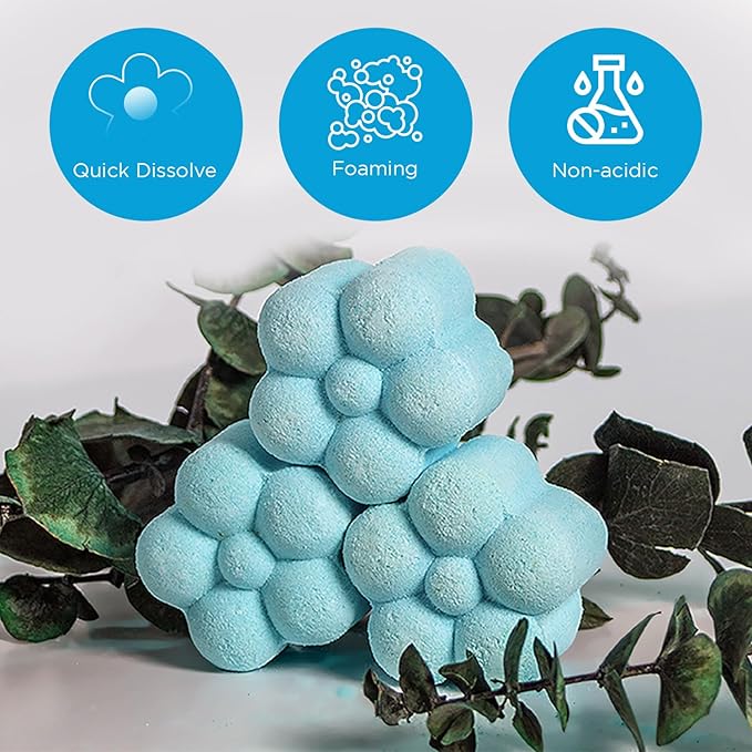 Essential Oil Toilet Bowl Bombs, Long-Lasting Freshness, Clean Toilet Freshener, Deodorizer (5 Tablets) (5 Count (Pack of 1), Eucalyptus) ALL NATURAL NON-TOXIC