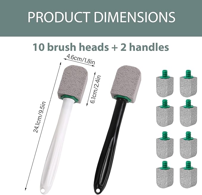 12Pcs Pumice Stone Toilet Bowl Cleaner with Plastic Handle Hard Water Stain Remover for Bathroom Cleaning Toilet Ring Removing Porcelain Sink Shower Tiles