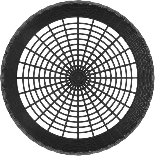 MIDELONG Reusable Plastic Paper Plate Holders, 9 Inch Round Paper Plate Holders Woven Paper Plate Holder Black Plastic Heavy Duty Supports for Party BBQ Picnic Supplies, Pack of 4