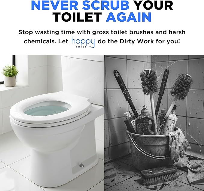 Happy Toilet Cleaner Deuce - Compatible w Kohler Toilets & Canister Flushing Systems - Automatic Toilet Bowl Cleaner 10-Pack - Easy to Install Toilet Tablet Holder, Self-Cleaning Toilet System