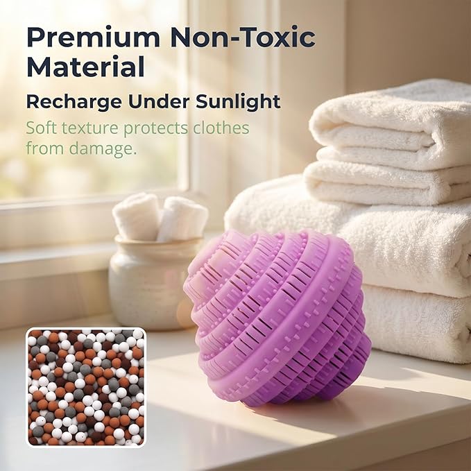Eco-Friendly Laundry Balls, Premium Washing Ball, Add Double The Ceramic Balls Again, 2000 Times Super Laundry Balls, All Natural No-Chemical Detergent(Large,Pink)