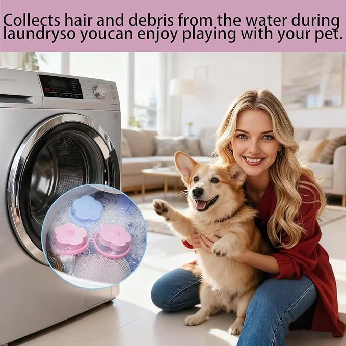 4 Pack Pet Hair Remover for Laundry - Glirops Floating Hair Filter Mesh, Washing Machine Lint Catcher for Cat & Dog Hair, Reusable Laundry Hair Trap Filter Bags