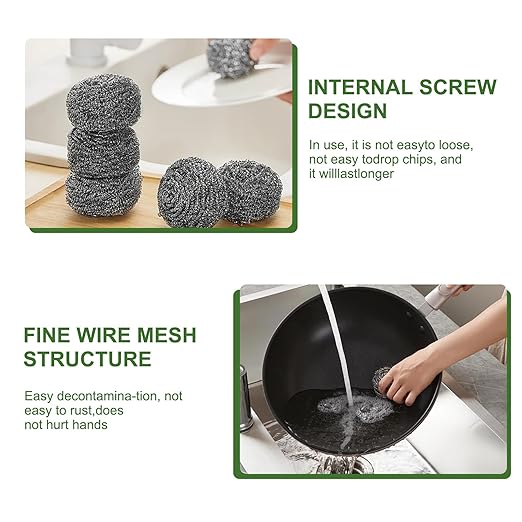 16 Pack Stainless Steel Scourers by for Dishes, Pots, Pans, and Ovens. Easy scouring for Tough Kitchen Cleaning