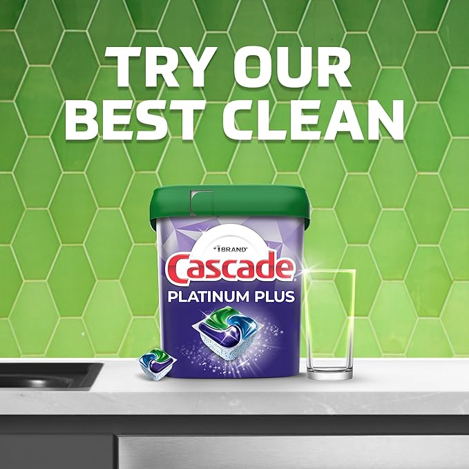 Cascade Platinum Plus Dishwasher Pods, Dishwasher Detergent, Dish Detergent Soap, Fresh, 38 Count