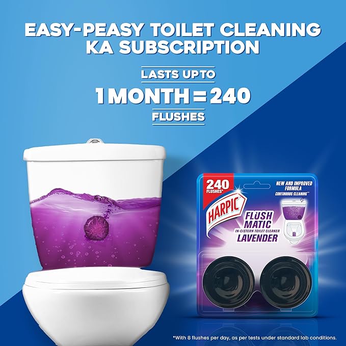 Harpic 100 gm - Lavender, Flushmatic In-Cistern Toilet Cleaner Blocks | Toilet Flush Cleaner Balls