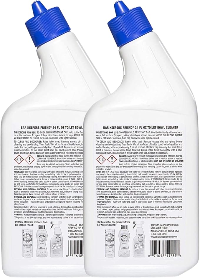 Bar Keepers Friend Toilet Bowl Cleaner 24oz Household Value Twin Pack