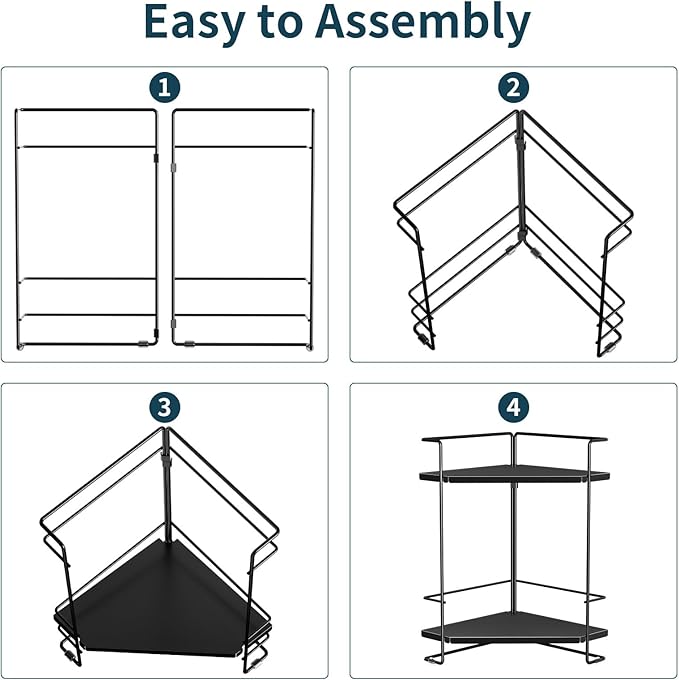 BOIVSHI Bathroom Organizer Countertop, 2-Tier Bathroom Organizers and Storage for Bathroom Countertop, Kitchen Counter, Corner Storage Shelf for Storage, Skincare, Perfume, Makeup (Black)