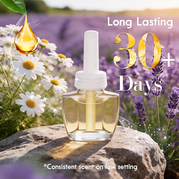 Plug In Refills Air Freshener, Lavender & Gardenia, Lavender & Chamomile, Sage, Sandalwood, for Home and Bathroom, 5.28 Fl Oz 8 Count, Compatible with Air Wick & Glade, Not Include Glade Plus