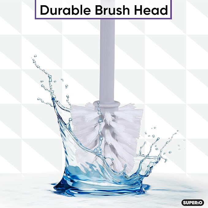 Decorative Plastic Toilet Bowl Brush and Holder Set, Brown (1 Pack) Cleaner Scrubber for Bathroom - Ribbed Design