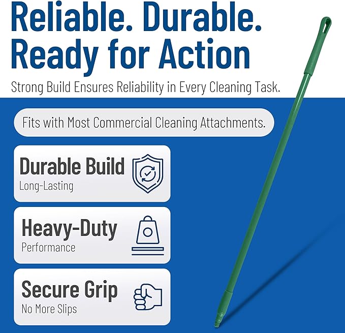 SPARTA 41225EC09 Fiberglass Broom Handle, Mop Handle, Replacement Handle With Acme Threaded Tip For Commercial Cleaning, 48 Inches, Green, (Pack of 12)