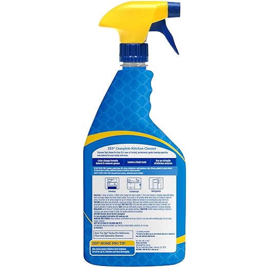 Zep Home Pro Complete Kitchen Cleaner with Color Flash Technology - 24 oz (Pack of 1) - R55206 - Patent Pending Formula Changes Color From Blue to White as it Cleans Away Grease