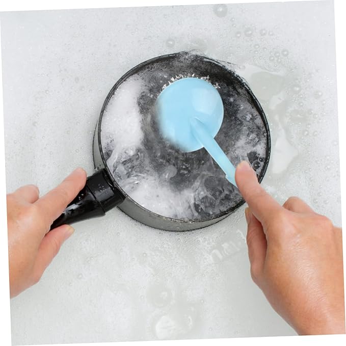 OUNONA Steel Scrubber Cleaning Ball Set Stainless Steel Pot Scrubber with Handle Kitchen Supplies for Dish Cleaning Random Color