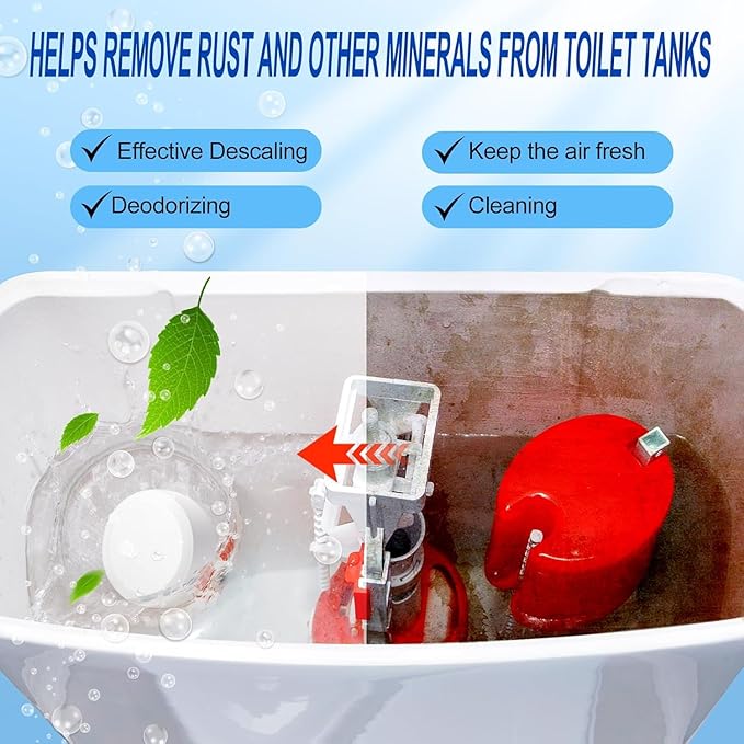Automatic Toilet Bowl Cleaner Tablets,Bleach Descale&Deodorize-Tank Drop-In Tablets for Stain&Limescale Removal, Fresh Scent, Septic-Safe, Compatible with effective Works with Toilets-easy to use