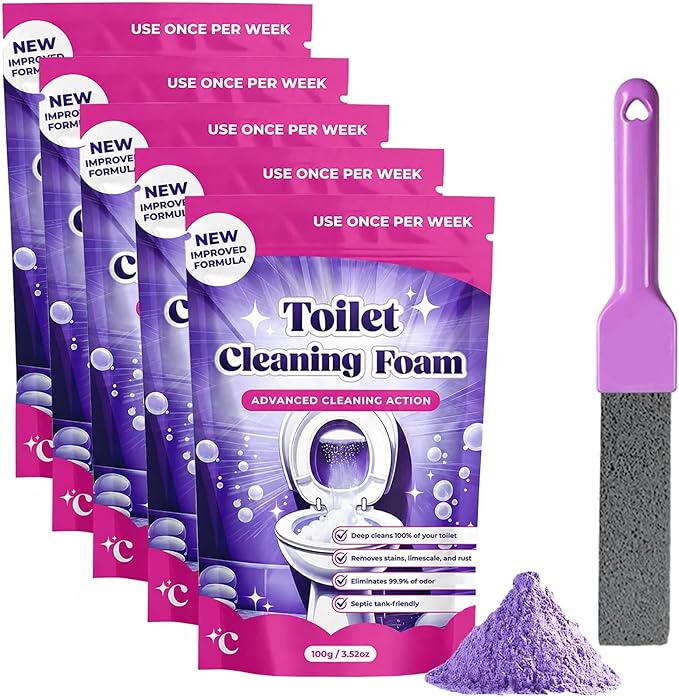 Fizz Clean Toilet Bowl Cleaner, Fizzclean Toilet Cleaning Foam, 2026 New Upgrade Toilet Bowl Cleaner, For Sparkling Clean, Touch Free Foaming Cleaning Powder (5PCS)
