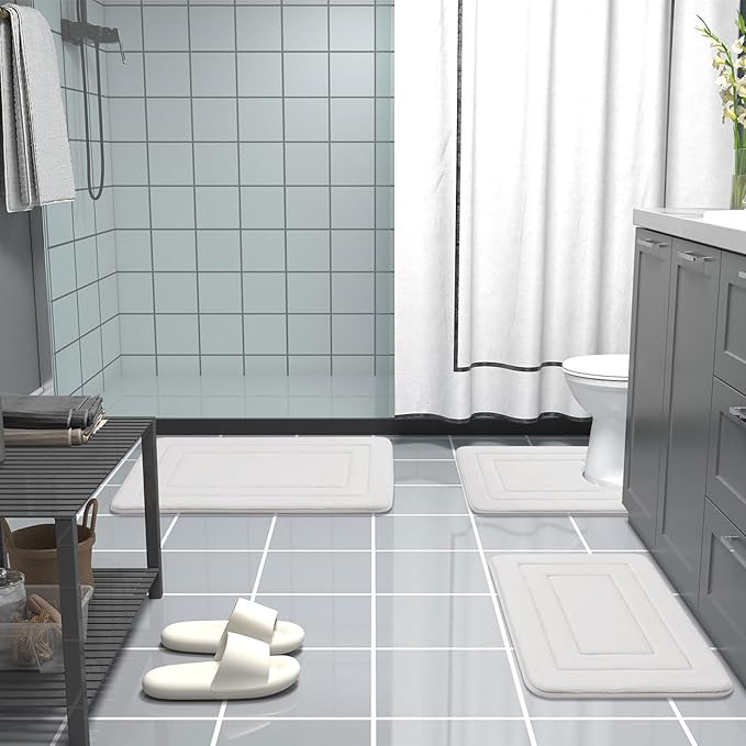 Arotive Memory Foam Bathroom Rug Mat 70x24, Ultra Soft and Absorbent Bath Mat, Machine Wash Dry, Comfortable Bath Rug Carpet for Bathroom Floor, Tub and Shower, Ivory