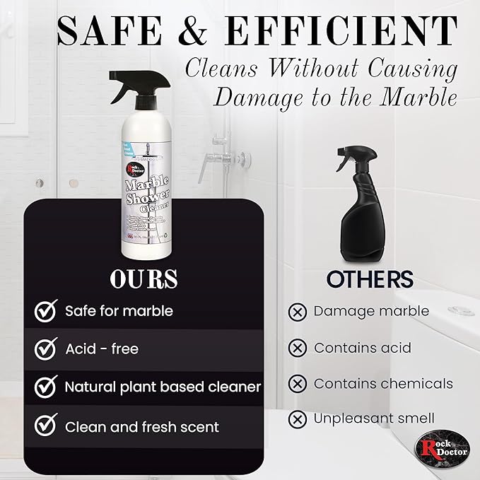 Rock Doctor Granite & Quartz Marble Shower Cleaner Spray, Shower & Tile Cleaner, Soap and Scum Remover, Works on Ceramic Tile, Hard Water Stain Remover, 24.oz Pack of 1