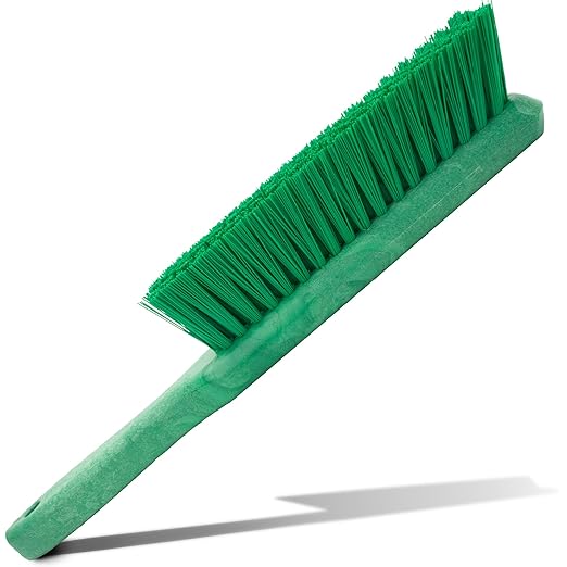 SPARTA 8 Inch Soft Counter Brush with Polyester Bristles and 5 Inch Handle, Color Coded Handheld Broom for Tables Countertops and Foodservice Surfaces, 13 Inch Overall Length, Green, Pack of 6