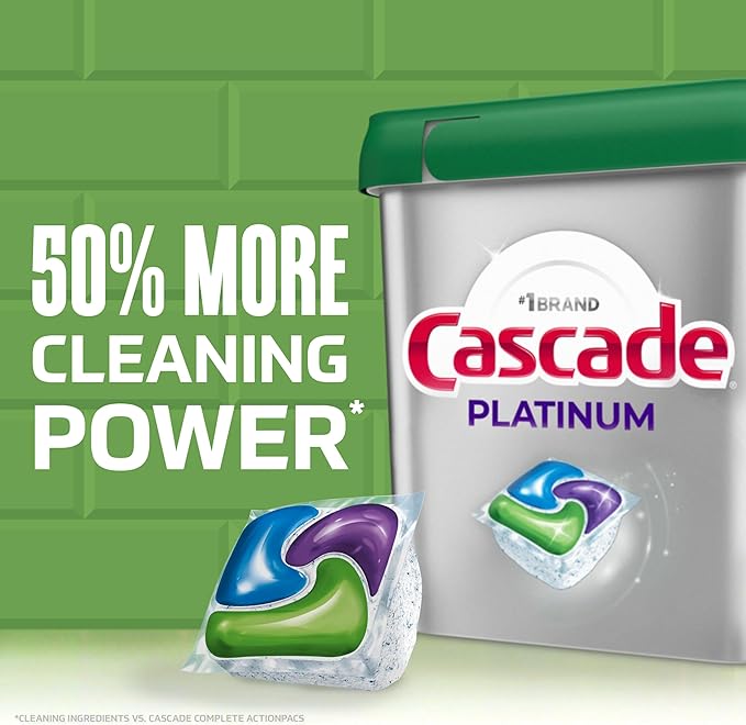 Cascade Platinum Dishwasher Pods, Dishwasher Detergent, Dish Detergent Soap, Lemon, 40 Count (Pack of 3)
