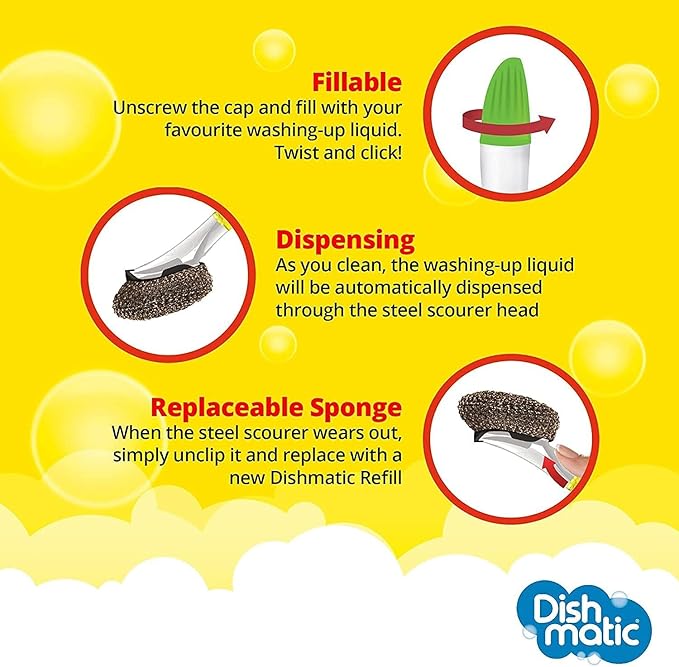 Pack of 2 Dishmatic Steel Scourer Refill Heads for Cleaning BBQ's, Hot Plates, Steel Pots & Pans