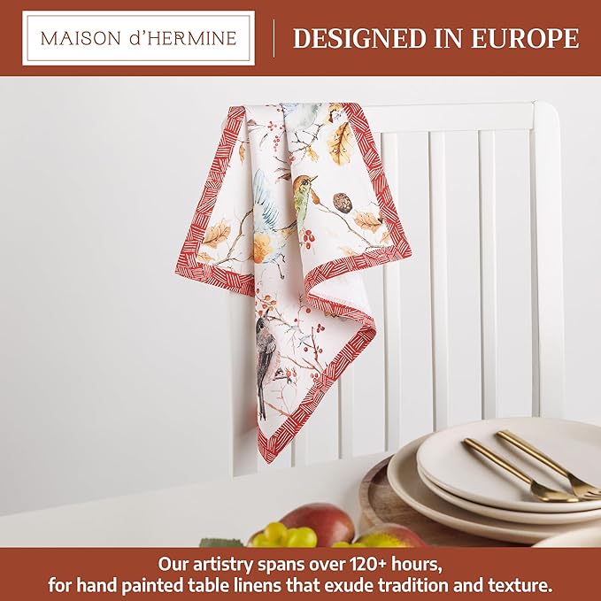 Maison d' Hermine 100% Cotton Cloth Napkins Set of 4 Everyday Reusable Square Napkins Cloth Washable Dinner Party Wedding Restaurant Hotel Kitchen Spring Summer (Pinson, 18" x 18")