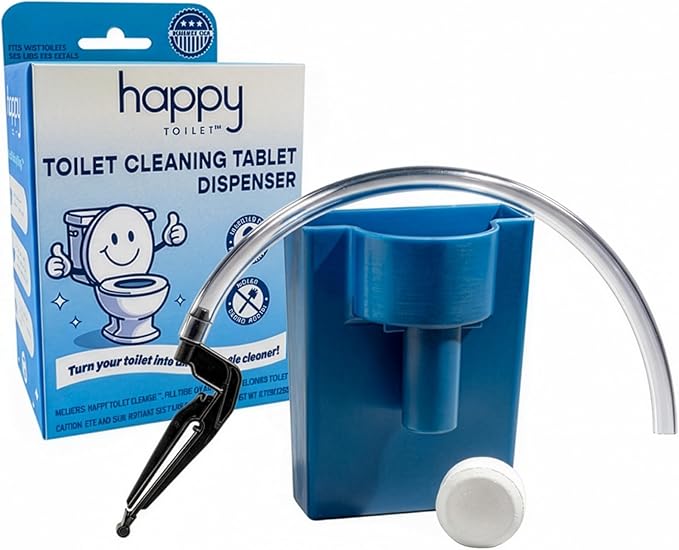 Happy Toilet Cleaner Automatic Toilet Bowl Cleaner - Easy to Install Toilet Tablet Holder - Self-Cleaning Toilet System, Deep Clean with Every Flush - Made in the USA