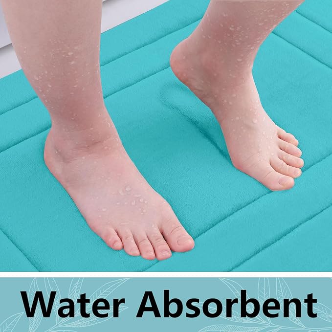 Arotive Memory Foam Bathroom Rug Mat 36x24, Ultra Soft and Absorbent Bath Mat, Machine Wash Dry, Comfortable Bath Rug Carpet for Bathroom Floor, Tub and Shower, Teal