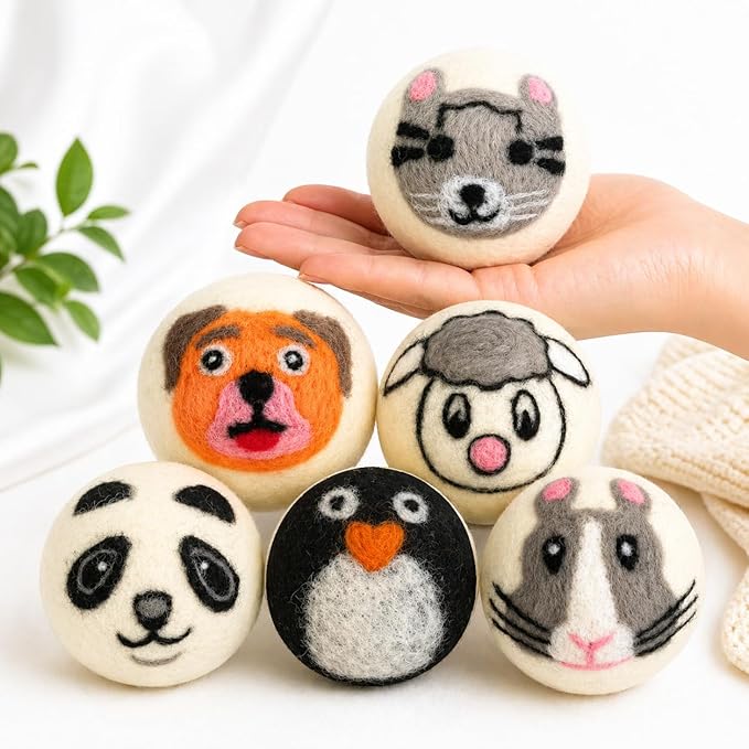 Wool Dryer Balls XL 6-Pack – Organic Wool Dryer Balls for Laundry Reusable, Natural Fabric Softener, Reduces Drying Time, Static, Wrinkles & Laundry Clumping