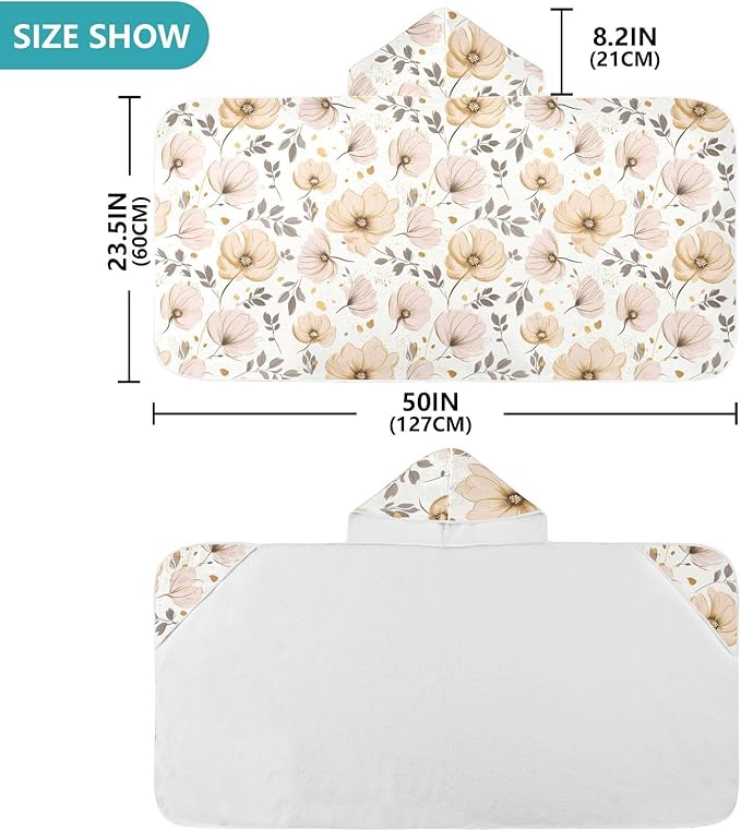 Kids Hooded Towels Flower Floral Swimming Beach Towel 23.5" x 50" Bath Towel for Boys Girls 21217240