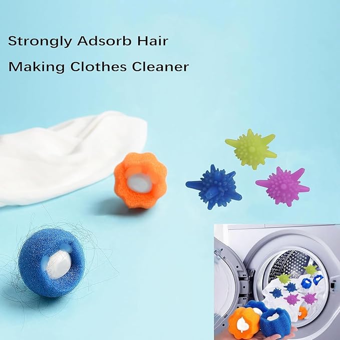 15 Packs Washer Balls, Reusable Tangle-Free Eco-Friendly Laundry Scrubbing Balls, Solid Colorful Laundry Washing Balls Enhance Your Machine Cleaning Power + 5 Pack Laundry Ball Hair Extractors