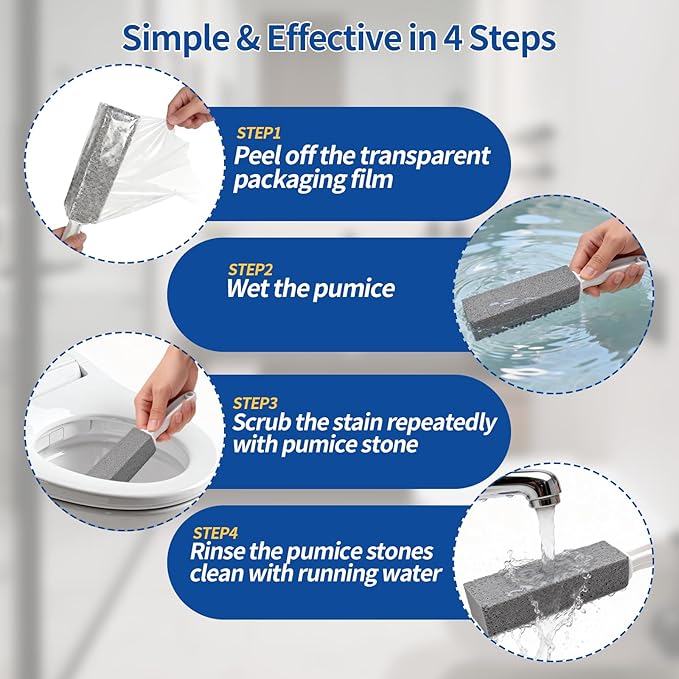 2Pack Pumice Stone Toilet Bowl Cleaner,Toilet Pumice Stone with Handle with Handle for Limescale, and Calcium Deposits Hard Water Stain Remover for Toilets, Tiles, Kitchen Sink and More
