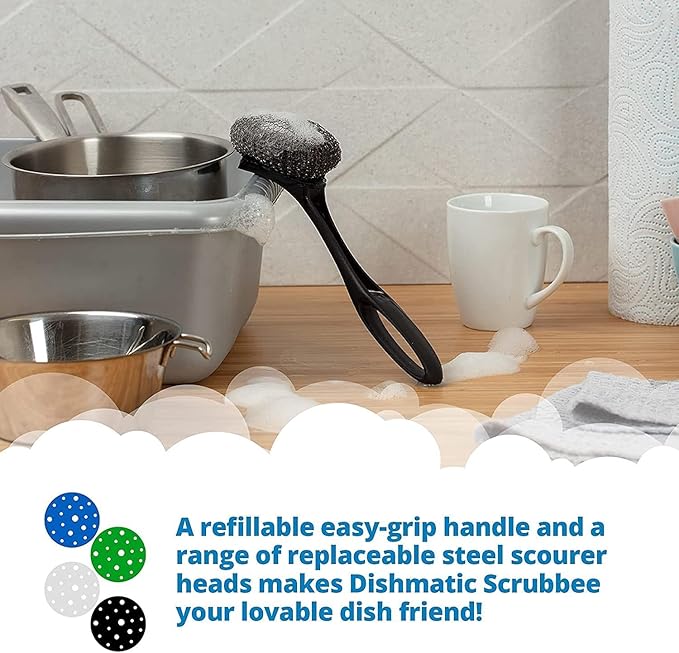 Pack of 2 Dishmatic Steel Scourer Refill Heads for Cleaning BBQ's, Hot Plates, Steel Pots & Pans