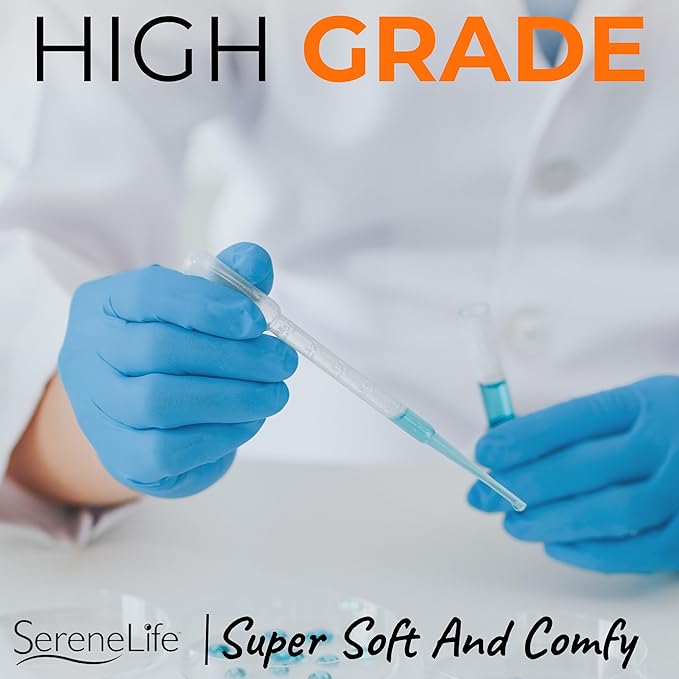 Serenelife Soft Industrial Gloves, Nitrile and Vinyl Gloves, Powder-Free, Textured Grip, Ideal for Cleaning, Food Service, Automotive, Household Work