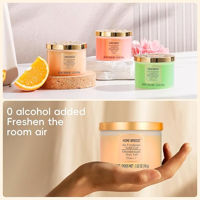 Air Freshener Solid Gel, 3 pk, 3 kinds of Designer Fragrances Air Freshener for Home, Eliminates Odors in Bathrooms, Kitchen, Pet Areas, Boats, RVs & Cars (Celia)