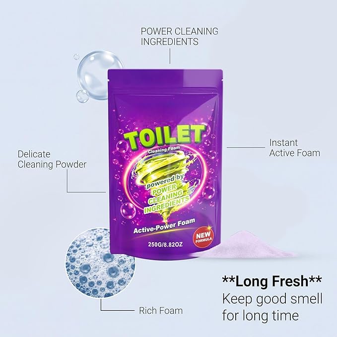 Ultra Foaming Toilet Cleaner Powder Pouches Self-Activating Cleaning Foam Easy Deep Clean for Home & Bathroom ﻿ (Water Lily)