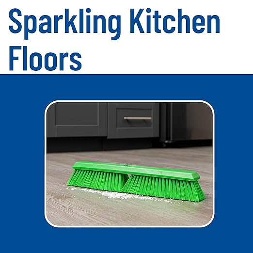 SPARTA 41890EC75 Omni Sweep Plastic Push Broom Head, Heavy Duty, Industrial Broom With Color Code System For Outdoor, Indoor, Garage, Concrete, Patio, Kitchen, Bathroom, 18 Inches, Lime, (Pack of 12)
