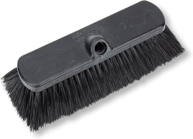 SPARTA 41278EC03 Flo-Thru Plastic Wall Scrub Brush, Equipment Brush With Soft Nylex Bristles For Industrial Kitchens, Hospitals, Commercial Cleaning, 4 Inches, Black, (Pack of 12)