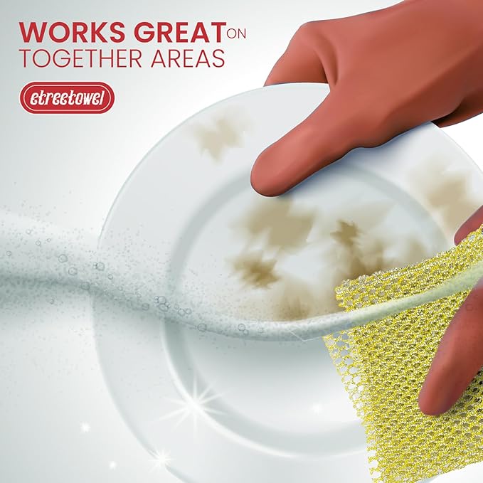 Heavy Duty Dish Scrubber (4PCs) Non Scratch Scourer Cloth Pads and Pot Scrubbers Netted Wash - Replace Kitchen Sponges for Dishwashing No Odor dishwash Durable Pan Cleaner