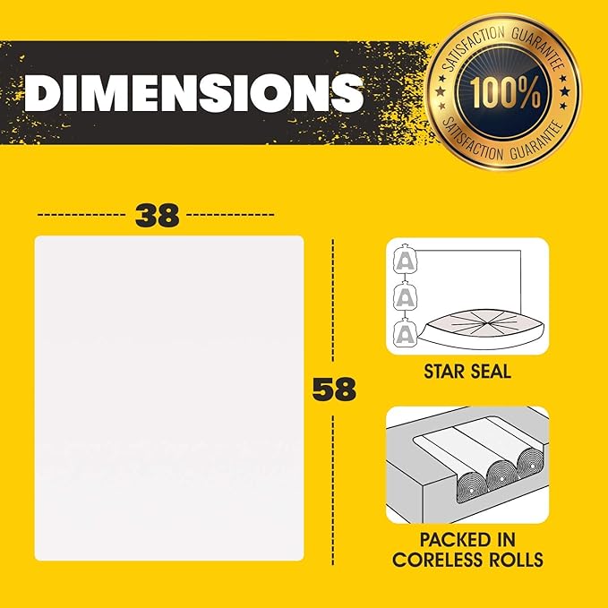 55 Gallon Clear Trash Bags - 38" x 58" 1.5MIL(Equivalent)-CSR Series-Heavy Duty Industrial Liners Clear Garbage Bags for Recycling, Contractors(1 Pallet of 100 Cases, 10000 Bags Total)
