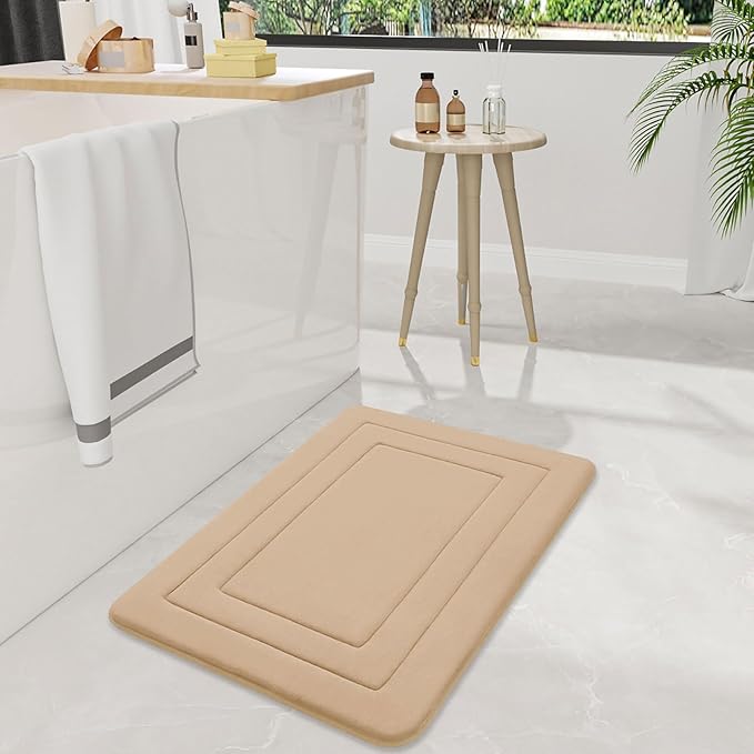 Arotive Memory Foam Bathroom Rug Mat 36x24, Ultra Soft and Absorbent Bath Mat, Machine Wash Dry, Comfortable Bath Rug Carpet for Bathroom Floor, Tub and Shower, Beige