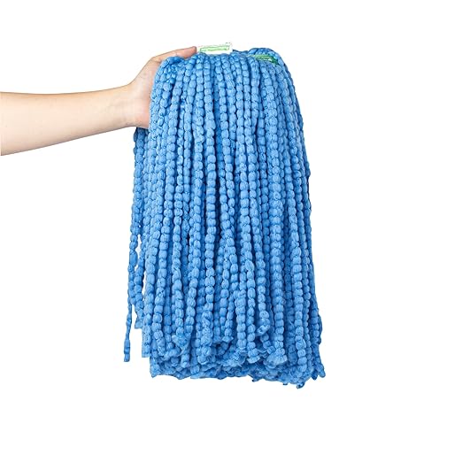 Restaurantware-MOP HEAD ONLY: Clean Tek Professional 24 Ounce Wet Mop Head, 1 Cut End Refill - Handle Sold Separately, 1.25 Inch Headband, Microfiber Blue Replacement, Reusable