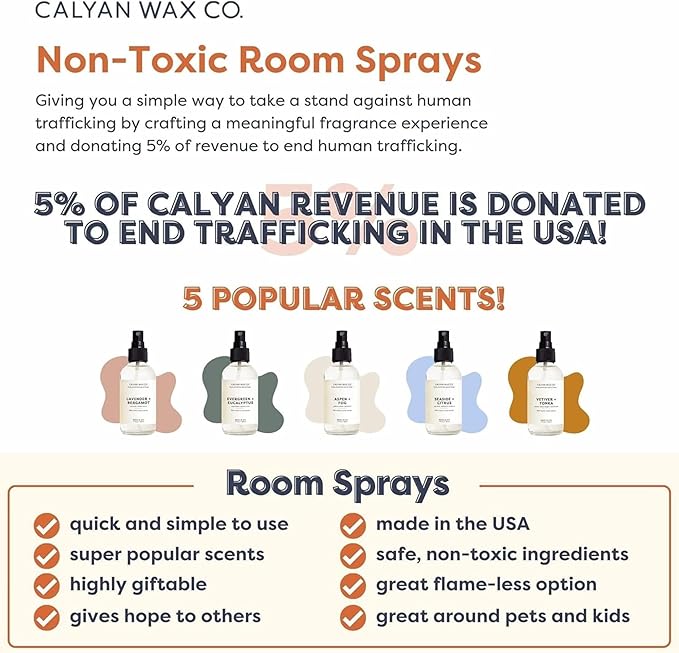 Calyan Wax Co. Lemon & Sage Room Spray - Clean Air Freshener - Natural Room Deodorizer - Air Freshener Spray for Home - 4 fl oz