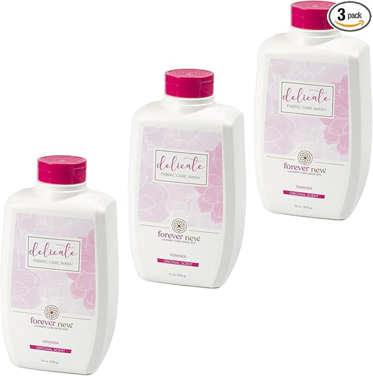 FOREVER NEW Delicate Hypoallergenic Laundry Detergent Powder - 150 to 192 Large Loads - Gentle washing detergent for Silk, Cashmere, Bra, Undergarments, Wool etc. - Original Scented - 32oz (3pack)