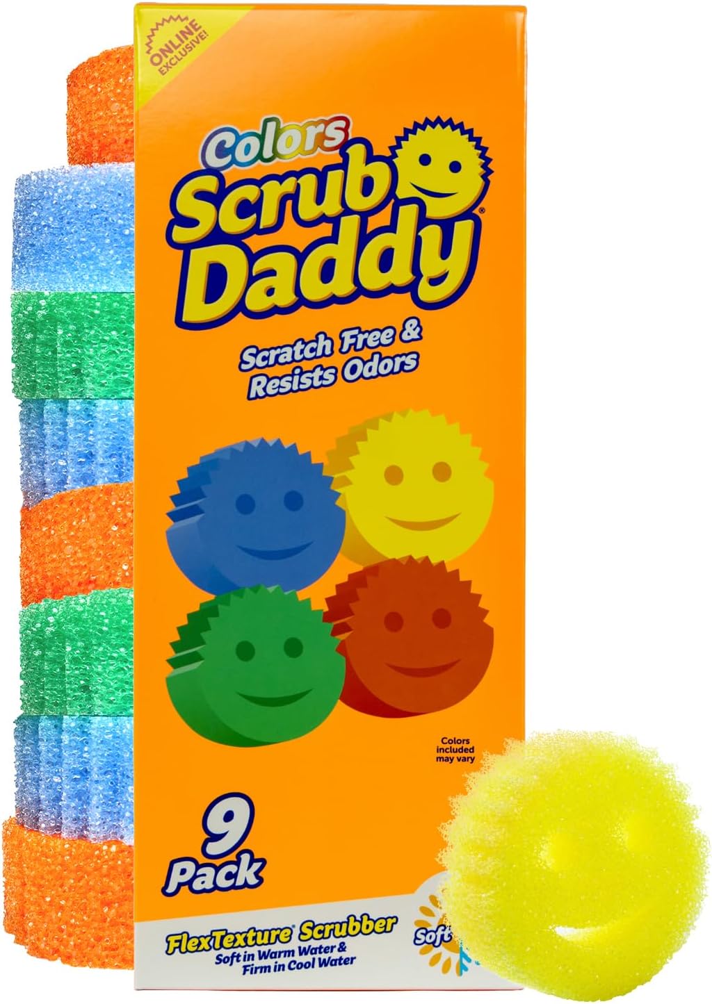Scrub Daddy Scratch-Free Multipurpose Kitchen Sponges - Bulk Dish Sponges for Kitchen, Bathroom, Household Cleaning & More - Made with BPA-Free Polymer Foam (9 Count)