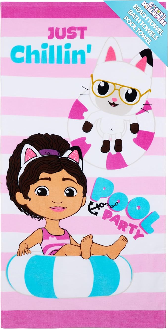 Gabby's Dollhouse Beach Towel for Kids Toddlers Quick Dry Towel for Pool Beach Bath Swimming Travel Essentials 55 x 28"