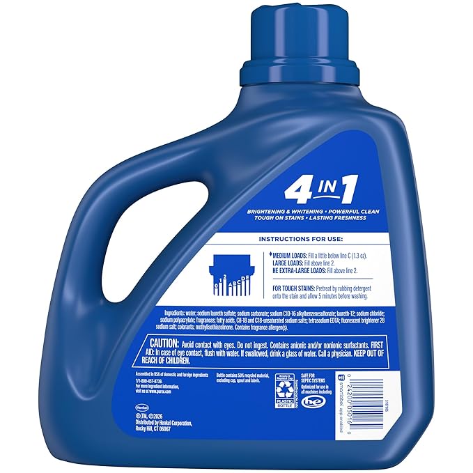 Purex Fresh Mountain Breeze Liquid Laundry Detergent, 150 fl oz, 115 loads.