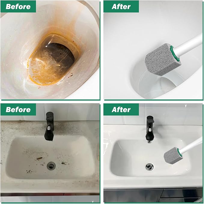24 PCS Long Handle Pumice Stone with Cleaner Toilet Pumice Stone for Toilet Bowl Cleaning, Powerfully Away Limescale Stain,Hard Water Ring, Cleaning Block for Pool Bathtubs Sink Gril (24)