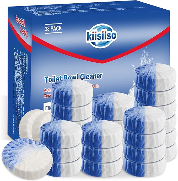 KIISIISO Toilet Bowl Cleaners, Long-Lasting 28 PACK Blue&White, Commercial Household Bathroom Cleaner,Automatic Toilet Tank Cleaners, Multipurpose Janitorial Deodorizers