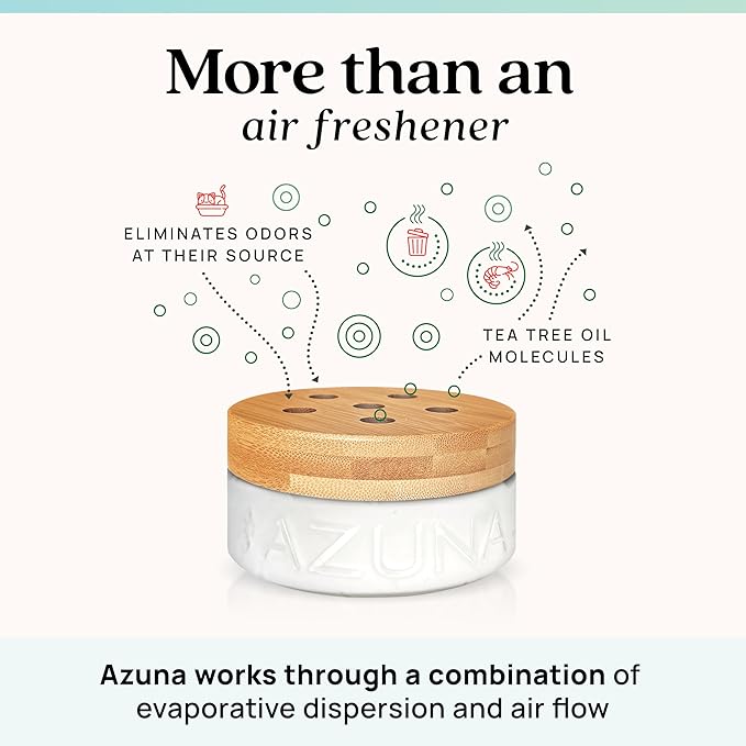Azuna Air Freshener and Odor Eliminator for Strong Odor Gel 12oz Refill Pouch with Tea Tree Oil | Plant-Based & Long Lasting | Pet, Smoke, Home and Bathroom | Amalfi Breeze | Lasts 60–90 Days