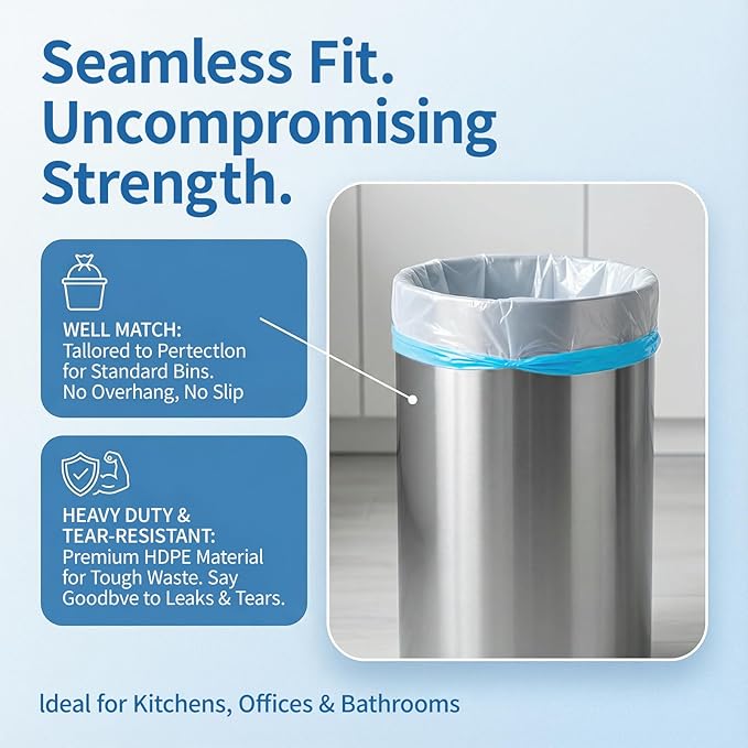 1.2 Gallon Mini Trash Bags Drawstring - 120 Count Thick Small Garbage Bags Unscented,White Trash Can Liners Strong Little Waste Basket Bags 4.5 Liter for Home Bathroom Office Car